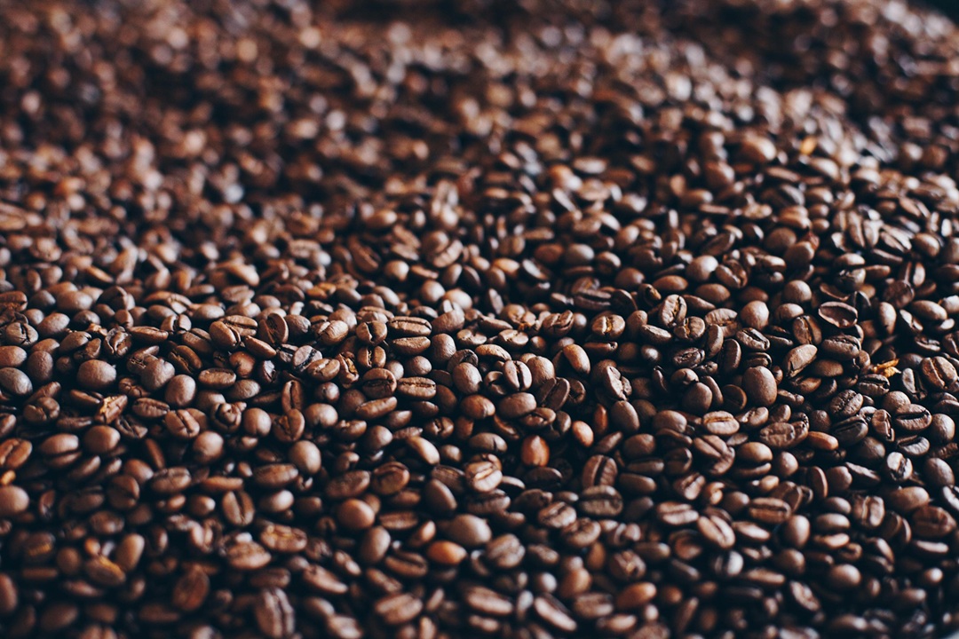 Close-up of roasted coffee beans